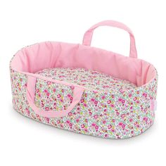 Corolle Carry Bed Floral | NINI and LOLI Baby Doll Bed, Reversible Blanket, Floral Print Design, Sleeping In Bed, Baby Carrier, How To Make Bed, Toy Store, Doll Accessories, Soft Toy