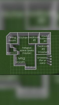 the floor plan for an apartment with three rooms and one living room on each side