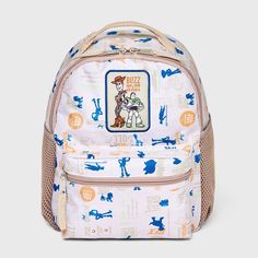 Get your kids ready for school with Toddler Toy Story Backpack in Beige. The main compartment features a zippered closure, providing a secure place to store books, folders and supplies. The adjustable shoulder straps ensure a comfortable fit, reducing strain and allowing for extended wear. It also comes with a front zip pocket and two water bottle holders making this backpack a great accessory that combines functionality and style. Water Bottle Holders, School Readiness, Elastic Hair Ties, All Toys, Laptop Pocket, Bottle Holders, Toy Story, Girls Accessories, Toddler Toys