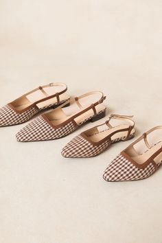 Step into fall in style with our Mini Ingrid Slingback Flats! These charming brown gingham flats feature a square pointed toe and adjustable buckle at the side ankle for the perfect fit. With a playful touch of brown trim, these flats are perfect for any occasion in your little's life. Casual Brown Slingback Pumps With Pointed Toe, Casual Brown Pointed Toe Slingback Pumps, Brown Pointed Toe Flats With Low Heel For Fall, Brown Pointed Toe Flats For Fall With Low Heel, Brown Low Heel Slingback Pumps For Spring, Brown Pointed Toe Flats For Summer, Brown Spring Slingback Pumps With Square Toe, Brown Square Toe Slingback Pumps For Spring, Brown Pointed Toe Flats With Buckle Closure