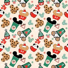 mickey and minnie mouse christmas treats on pink background