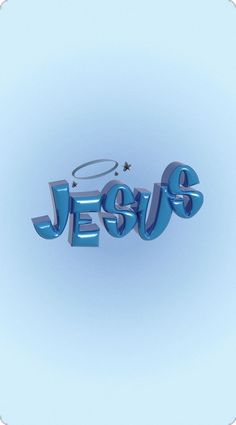 the word jesus is surrounded by blue letters