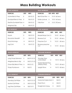 the mass building workout plan is shown