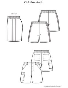 Technical Activewear Shorts For Gym, Technical Short Workout Bottoms, Short Technical Drawing, Mens Shorts Flat Sketch, Shorts Tech Pack, Sports Wear Fashion Illustration, Technical Activewear With Built-in Shorts, Shorts Drawing, Mens Running Pants