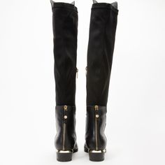 Materials Upper: LeatherLining: LeatherSole : Rubber Fairoks Black Leather Pointy Toe Knee High Women Boot Material and Craftsmanship: Meticulously handcrafted from 100% genuine cowhide leather. The boot features an elastic fabric on the back for a custom fit on every leg. Convenient side zipper for easy wear is located on the outer side. Distinctive Gold Zipper Detail: Ankle-height gold zipper at the back adds a unique and stylish touch to the boot. Enhances the overall design, creating a disti Luxury Leather Knee-high Boots For Work, Winter Leather Knee-high Boots With Suede Lining, Luxury Leather Knee-high Boots For Business, Luxury Leather Knee-high Heeled Boots, Luxury Black Calf Leather Knee-high Boots, Luxury Leather Knee-high Boots Wide Calf, Luxury Wide Calf Leather Knee-high Boots, Luxury Black Knee-high Boots With Leather Lining, Luxury Black Knee-high Boots