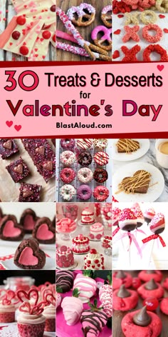 valentine's day treats and desserts are featured in this collage