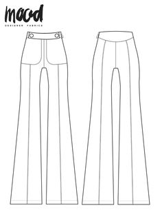 the front and back view of a women's pants sewing pattern