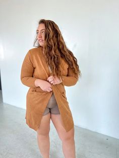 Her Universal Sweater - Reflection - Wolfness Athletics Brown Stretch Outerwear For Layering, Stretch Wrap Outerwear For Fall, Fitted Sweater Coat With Pockets For Layering, Body Sweat, Sweat Set, Anti Wrinkle, Fitness Journey, Sweater Cardigan, Timeless Design