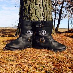 What a perfect Graduation gift idea for the Grad who has everything.This listing is for 1 pair of these stylish  monogrammed boots. Your choice of women's or girl's fit. Monogram included free of charge and can either be on the outside of both boots or on the back of both boots. Your choice of font and thread color.Only available color is the black shown.Available in Women's sizes 6-10. No half sizes.Available in Girl's sizes 11-3. No half sizes. If you needing a half size, please order up to th Cowboy Boots Womens, Monogram Boots, Cowboy Boots Women, Boots Womens, Hooded Towel, Photo Logo, Girls Boots, Kids Boots, Biker Boot