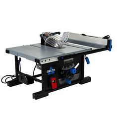 a table saw is sitting on top of a workbench with tools attached to it