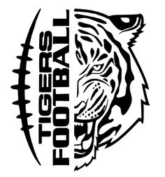 the football logo is shown in black and white, with an angry tiger's head