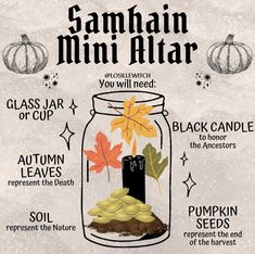 Mini Mabon Altar, Samhain Altar In A Jar, Fall Alter Ideas Witch, Mabon Altar In A Jar, Mabon Mini Altar, Mini Altar Ideas, Mabon Altar Ideas, Mabon Alter, Mabon Activities