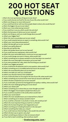 Here is an ultimate list of deep and fun questions to get to know someone. This list is perfect if you've been looking for, hot seat questions for friends spicy, hot seat questions for couples, fun conversation starters for couples, deep questions to ask friends, get to know each other questions, random questions to ask a guy, emotional intimacy, and simple questions to know someone better. I've included over 100 questions to ask someone. Enjoy! Questions For My Friends, This Or That Deep Questions, Loaded Questions List, Deep Life Questions To Ask, Get To Know Questions Relationships, Get To Know Someone, Couple Q And A Questions, Burn Book Questions, Questions To Get To Know A Guy You Like