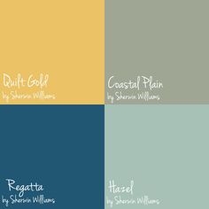 four different shades of blue, yellow and green with the words coastal plain written on them