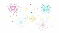 colorful fireworks with confetti on white background