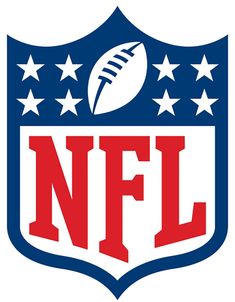 the nfl logo with stars and an american football ball on it's shield,