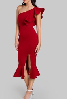 Midi Dress Elegant, Dress One Shoulder, Red Bodycon Dress, Bandage Midi Dress, Bodycon Dress Parties, Summer Party Dress, Slim Dresses, Midi Dress Bodycon