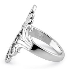 Top of ring height: 24.5mm

Band width: 3.9mm

Shank width: 2.5mm



Metal: 925 sterling silver

Plating: rhodium plated

Finish: high polish Elegant 925 Stamped Initial Ring For Formal Occasions, Elegant Formal Initial Ring Stamped 925, Elegant Sterling Silver Initial Ring In Silver, Silver Adjustable Initial Ring For Formal Occasions, Adjustable Silver Initial Ring For Formal Occasions, Elegant Silver Initial Ring In Sterling Silver, Classic Silver Filigree Ring With Polished Finish, Formal Silver Initial Ring Stamped 925, Elegant Silver Hallmarked Initial Ring