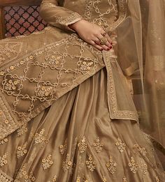 Dark Beige Designer Embroidered Net Kurti Style Lehenga-Saira's Boutique Net Kurti, Embroidery Hand Work, Kurti Styles, Top Net, Kurti Style, Wedding Reception Party, Have An Amazing Day, Zari Embroidery, Net Lehenga