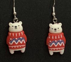 Silly Earrings, Polar Bear Earrings, Awesome Earrings, Novelty Earrings, Earring Gift, Holiday Earring, Fashion Jewelry Earrings, Christmas Earrings, Ugly Sweater