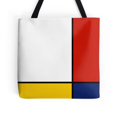 Mondrian Style Abstract Art Modern White Canvas Bag, White Rectangular Bags With Graphic Design, Artistic White Rectangular Bag, White Rectangular Bag With Graphic Design, Modern White Rectangular Canvas Bag, Artistic White Rectangular Canvas Bag, Piet Mondrian Fashion, Kindergarten Mondrian Art, Artistic Red Rectangular Bag