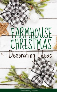 farmhouse christmas decorating ideas with text overlay