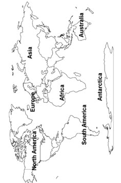 an outline map of the world with names