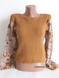 Hand-knit sweaters often have unique details and craftsmanship. If you're looking for something specific or need assistance finding such a sweater, let me know how I can help! Size :M Material: 55%wool,45%acrilyc. Recycled Sweater, Handmade Sweater, Crochet Tank Top, Sweater Brown, Knit Sweaters, Irish Lace, Yarn Sizes, Hand Knitted Sweaters, Pullover Sweater Women