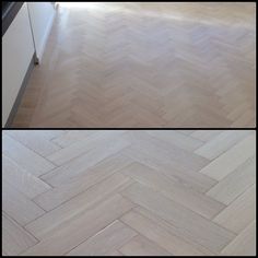 two pictures of the same floor in different rooms