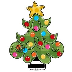 a green christmas tree with colorful lights and a star on top, sitting in front of a white background