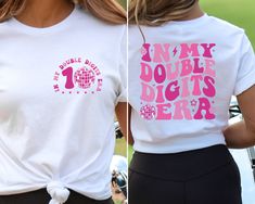 In My Double Digits Era Shirt, Birthday Girl Tee, 10 Years Old Birthday, Ten Birthday Sweater, 10th Birthday Gift, Gift For Girl Thank you so much for choosing us! How To Order 1️⃣ Please review all the information provided before placing an order. 2️⃣ Select the shirt type and size using the drop down menu. 3️⃣ Select the color of the shirt using the following drop down menu. 4️⃣ Once all your desired items are in your cart you may complete your order by entering your payment method, desired sh Ten Year Old Birthday Party Ideas, Boba Birthday, 10 Years Old Birthday, Ten Birthday, Birthday Sweater, Tenth Birthday, 10th Birthday Parties, Birthday Tee, Girls Tees