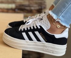 Shoe Inspo Women, Black Shoes Adidas, Adidas Women Shoes, Adidas Gazelle Bold, Gazelle Bold, Back To School Shoes