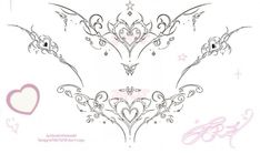 an image of some fancy designs on a white background with hearts and stars in the middle