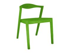 a green plastic chair on a white background