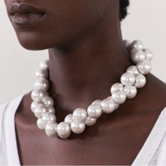 Nwt Zara Faux Pearl Necklace Zara Evening Jewelry, Chic Zara Jewelry For Party, Elegant Zara Jewelry For Formal Occasions, Elegant Formal Zara Jewelry, Chic Evening Jewelry From Zara, Chic Zara Jewelry For Evening, Elegant Zara Jewelry For Wedding, Pearl White Necklace For Evening, Zara Necklace