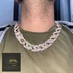 18mm Iced out VVS1 Round Moissanite Iced out  Prong edge Cuban Chain,Mens prong Chain,Bust Down Cuban Chain,14k Rose Gold plated Cuban chain ✦ Type: VVS1 Round Moissanites Studded Prong Cuban Chain ✦ Available lengths - 18-26"inches ✦ Width - 18mm ✦ Diamond Shape:- Round  ✦ Moissanite Diamond Color: D ✦ Moissanite Clarity: VVS ✦ Polish:- Excellent ✦ Symmetry:- Excellent ✦ Diamond Tester Pass : YES ✦ Metal Type : 925 Sterling Silver 𝐂𝐮𝐬𝐭𝐨𝐦𝐢𝐳𝐚𝐭𝐢𝐨𝐧 𝐒𝐞𝐫𝐯𝐢𝐜𝐞𝐬 ➺ I'm glad to make custom jewelry using this diamond within 2-3 business working weeks. please feel free to contact me for more. ➺ If you have your Special Requirement or Customized Bulk Orders or wanted any type of Customization then please contact me. Customer Service available 24x7 Message me anytime 𝐒𝐡𝐢𝐩𝐩𝐢𝐧? Types Of Diamond Cuts, Miami Cuban Link Chain, Miami Cuban Link, Diamond Tester, Miami Cuban, Mens Chain Necklace, Man Made Diamonds, Cuban Link Chain, Cuban Link