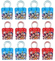 mickey mouse party favors with red and blue bags