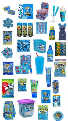 an assortment of various items that include toothpaste, gummy bears and more