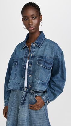 Sea Amari Denim Shirt | Shopbop Medium Wash Cotton Denim Top With Buttoned Pockets, Indigo Collared Denim Top With Pockets, Indigo Denim Button-up Jacket With Patch Pockets, Cotton Denim Button-up Top With Pockets, Button-up Denim Top With Patch Pockets, Denim Button-up Top With Patch Pockets, Collared Denim Top With Pockets In Washed Blue, Medium Wash Denim Top With Patch Pockets, Indigo Denim Jacket With Patch Pockets And Button-up