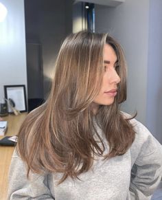 Latte Hair Color, Latte Hair, Long Hair Highlights, Hair Inspiration Long, Long Hair Pictures, Hairstyles For Layered Hair