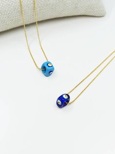 ⭐️Evil eye bead on the necklace is 0.5 in (1.27 cm) ⭐️Lenght of the evil eye necklace is 11.8 in (30 cm) ⭐️Square Evil eye bead is made of glass. For more evil eye necklaces, click the link below; https://www.etsy.com/shop/EyeDesignsbyGG?ref=search_shop_redirect&section_id=30285329 Blue Spiritual Necklace With Spacer Beads, Blue Evil Eye Necklace With Round Beads, Spiritual Blue Evil Eye Charm Necklace, Turkish Accessories, Nazar Necklace, Glass Evil Eye, Eye Gift, Turkish Eye, Turkish Jewelry