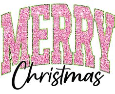 merry christmas with pink glitter letters