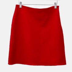 A Simple A-Line Mini Skirt In A Soft And Fluid Bright Scarlet Double-Faced Wool, With An Invisible Zipper Closure At The Left Hip. Size: Unknown; See Measurements. Condition: Excellent; Minor Pilling At Waist, Size And Care Labels Removed. Approximate Measurements (Laid Flat): Waist: 14.25“ (36 Cm) Hip: 18.25“ (46 Cm) Length: 18.5“ (47 Cm) Composition: 100% Wool; Lining: Fells Like Cupro/Acetate. Wool Mini Skirt, Weekend Max Mara, A Line Mini Skirt, Invisible Zipper, Max Mara, Waist Size, Scarlet, Mini Skirt, Womens Skirt