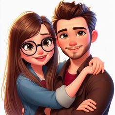 Beautiful Art Pictures, Couple Illustration, Cute Love Cartoons, Girly Art Illustrations, Cute Couple Art, Doodle Sketch, Family Art, Girls With Glasses, Illustration Girl