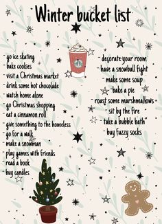 Winter aesthetic bucket list. Things to do Fun Winter Things To Do With Friends, Thing To Do For Christmas, Winter Aesthetic Christmas Tree, Winter Holidays Aesthetic, Stuff To Do For Christmas, Xmas Things To Do, Activities To Do For Christmas, Fun Christmas Aesthetic, Winter To Do List Friends