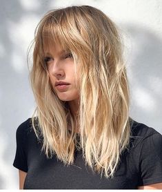 Blonde With Bangs Medium, Blonde With Bangs, Bangs Medium Length, Shaggy Hair, Awesome Hair, Body Hair, Long Hair Cuts