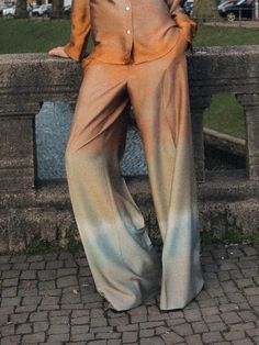 Exquisite Tie-Dye Gradient Print Loose Wide-Leg Pants – TrendyNewLook Loose Wide Leg Pants, Beach Blouse, Tie Dye Pants, Gradient Print, Drape Maxi Dress, Short Coat Jackets, Tie Dye Designs, Midi Dress Casual, Maxi Knit Dress