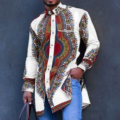 Dashiki Shirt, African Shirts For Men, African Dashiki, African Shirts, African Men, Fashion Mode, Long Shirt, Plus Size Shirts, African Clothing