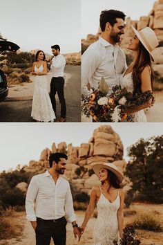 a man and woman holding hands in the desert