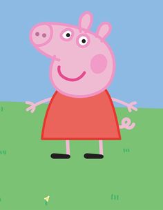 peppa pig is standing in the grass